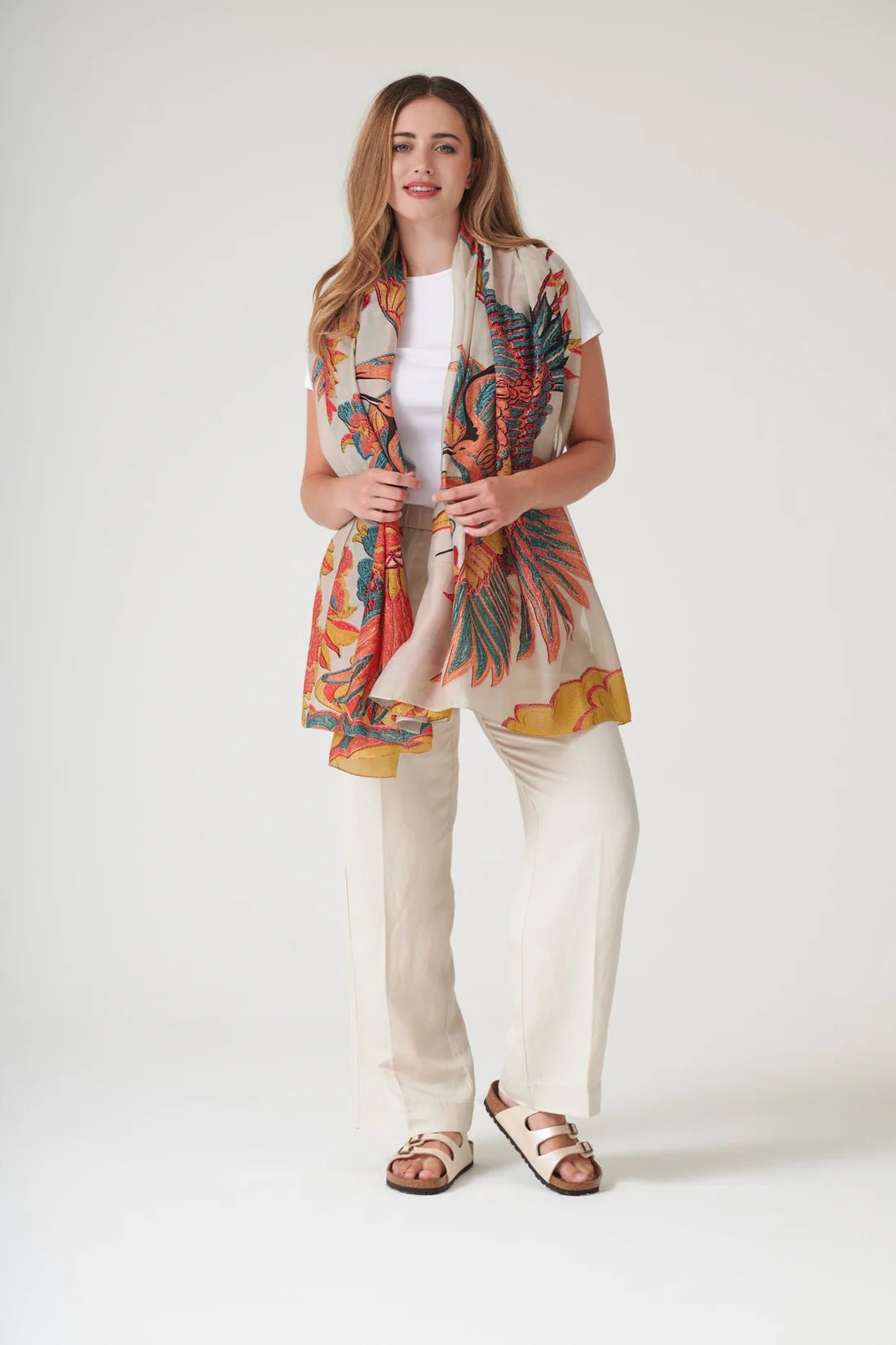 One Hundred StarsOne Hundred Stars Crane Stone ScarfAccessories - Blue Water Clothing