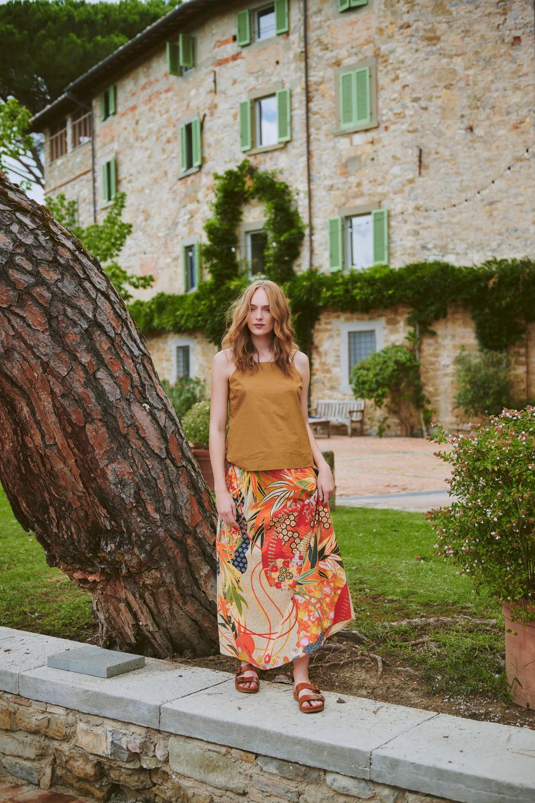 One Hundred StarsOne Hundred Stars Fans Scarlet Cotton A - line Maxi SkirtBottoms - Blue Water Clothing