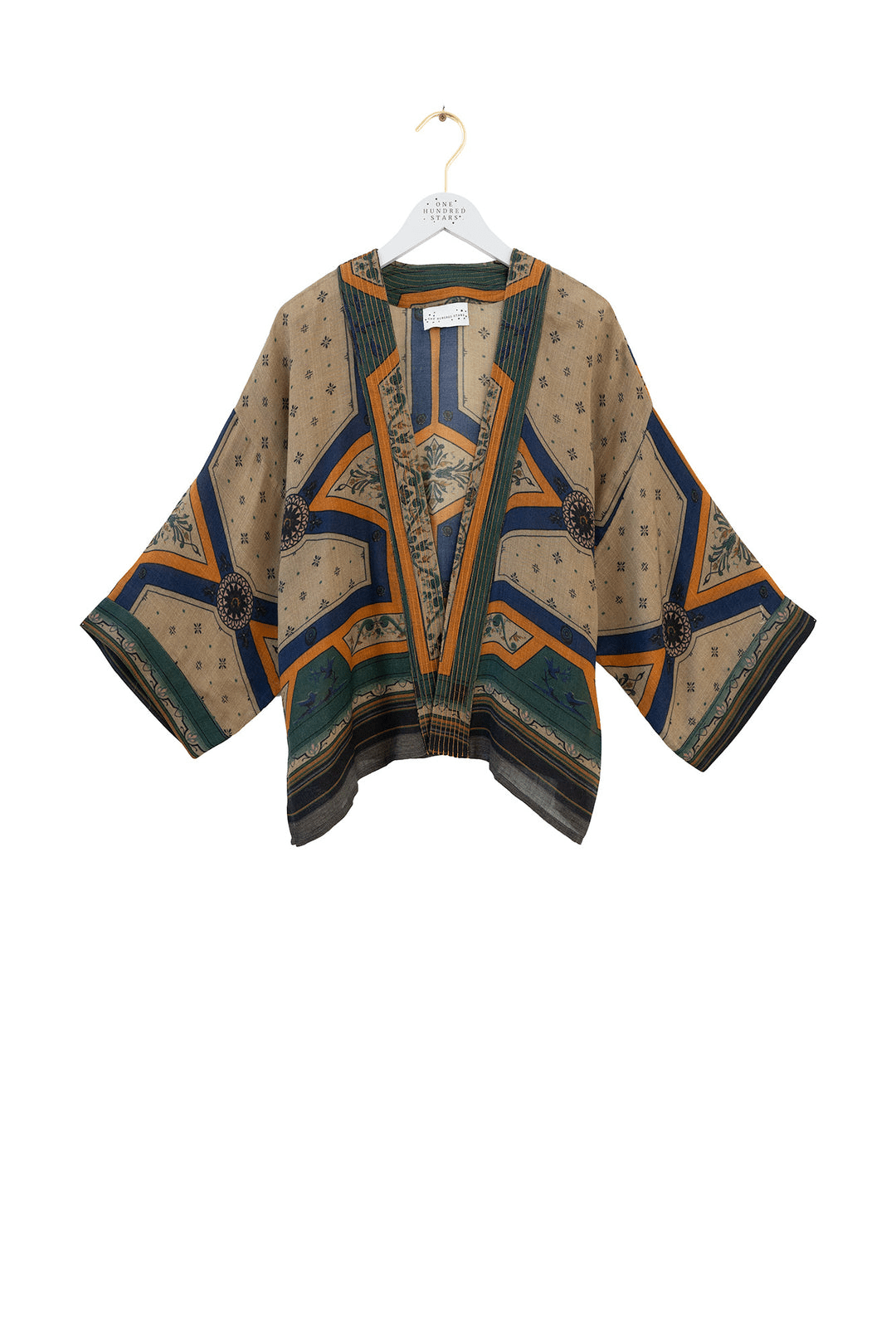 One Hundred StarsOne Hundred Stars Fluer De Lys Wool Kimono SandKimono - Blue Water Clothing
