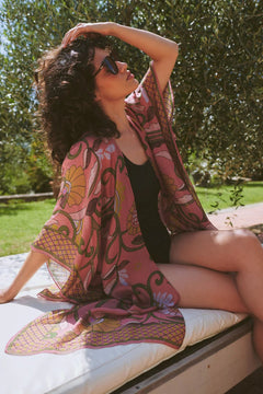 One Hundred StarsOne Hundred Stars Giant Kantha Dusk ThrowoverTops - Blue Water Clothing