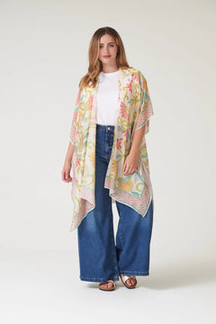 One Hundred StarsOne Hundred Stars Giant Kantha Lime ThrowoverTops - Blue Water Clothing