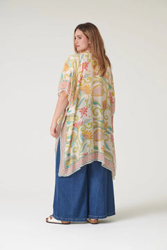 One Hundred StarsOne Hundred Stars Giant Kantha Lime ThrowoverTops - Blue Water Clothing