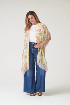 One Hundred StarsOne Hundred Stars Giant Kantha Lime ThrowoverTops - Blue Water Clothing