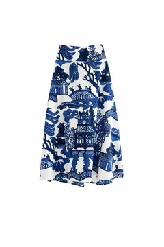 One Hundred StarsOne Hundred Stars Giant Willow Blue A - line Maxi SkirtBottoms - Blue Water Clothing