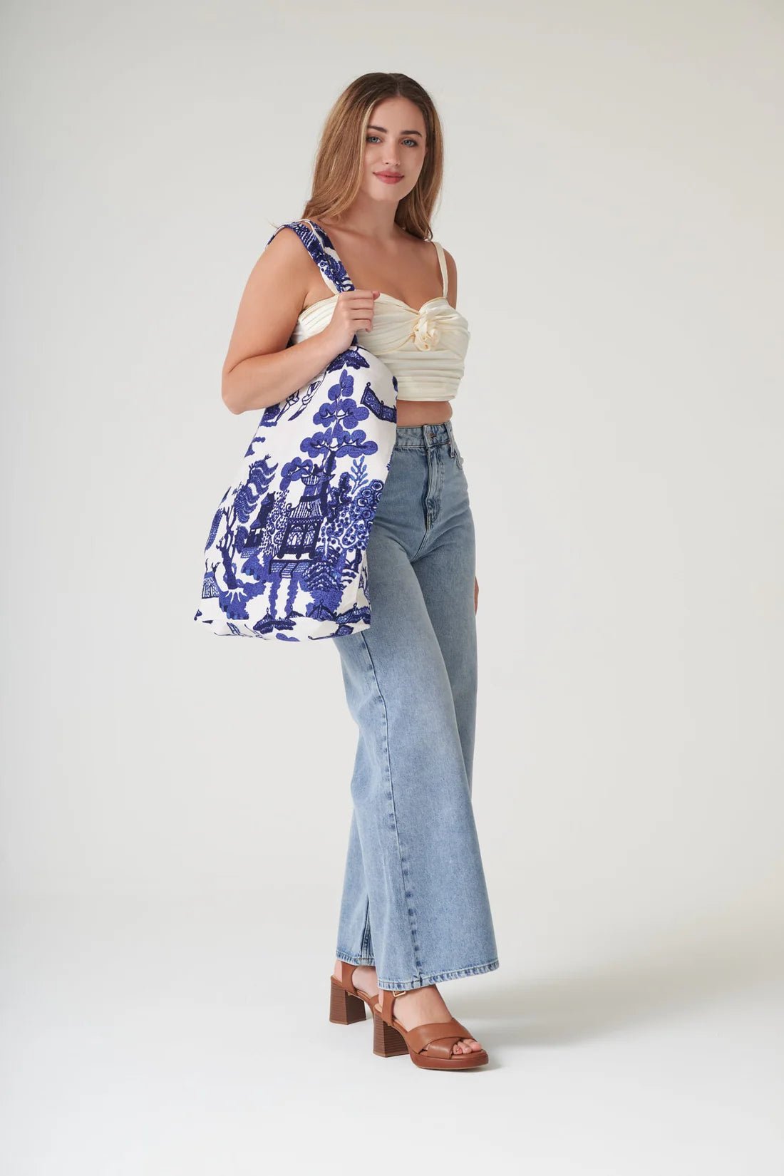 One Hundred StarsOne Hundred Stars Giant Willow Blue Canvas BagAccessories - Blue Water Clothing