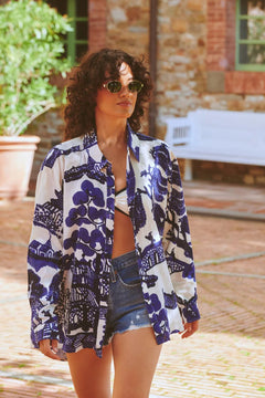 One Hundred StarsOne Hundred Stars Giant Willow Blue Oversized ShirtTops - Blue Water Clothing
