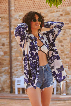 One Hundred StarsOne Hundred Stars Giant Willow Blue Oversized ShirtTops - Blue Water Clothing