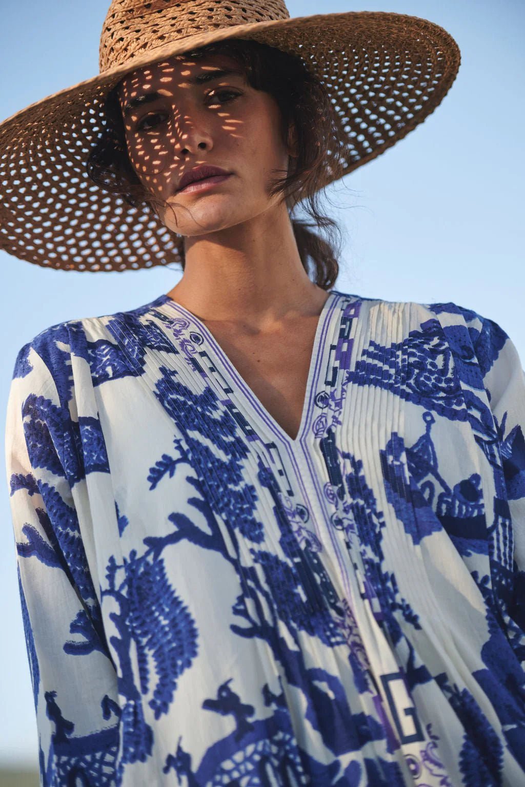 One Hundred StarsOne Hundred Stars Giant Willow Blue Pinch Pleat DressDresses - Blue Water Clothing