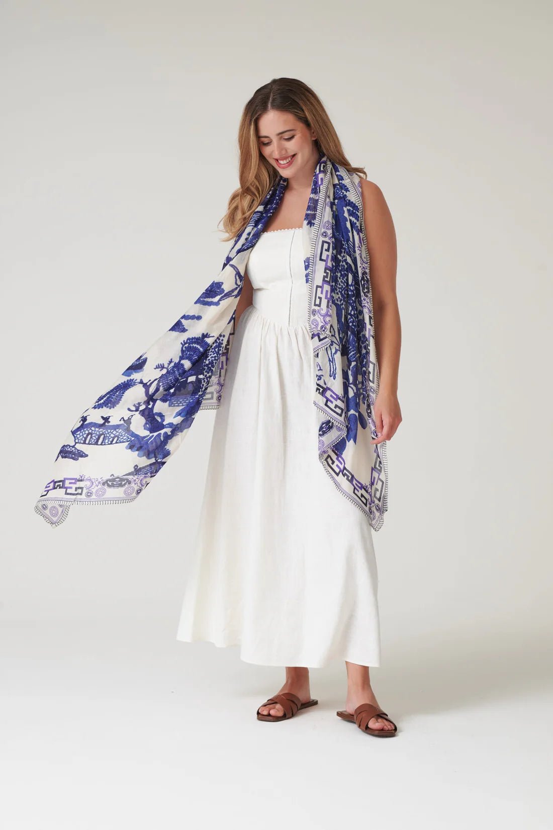 One Hundred StarsOne Hundred Stars Giant Willow Blue ScarfAccessories - Blue Water Clothing