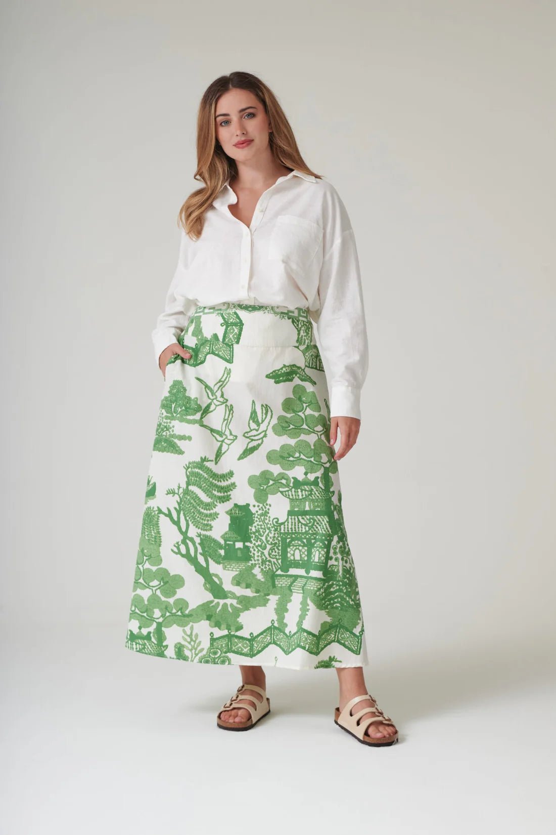 One Hundred StarsOne Hundred Stars Giant Willow Green A - line Maxi SkirtBottoms - Blue Water Clothing