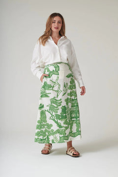One Hundred StarsOne Hundred Stars Giant Willow Green A - line Maxi SkirtBottoms - Blue Water Clothing
