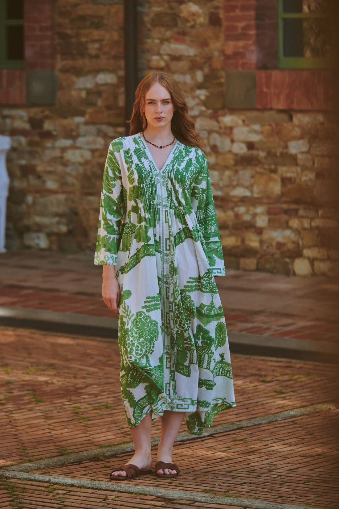 One Hundred StarsOne Hundred Stars Giant Willow Green Pinch PleatDresses - Blue Water Clothing