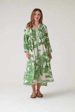 One Hundred StarsOne Hundred Stars Giant Willow Green Pinch PleatDresses - Blue Water Clothing