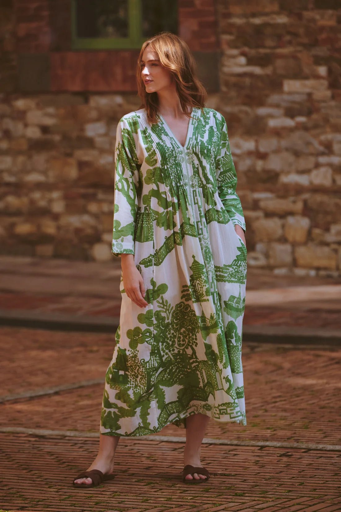 One Hundred StarsOne Hundred Stars Giant Willow Green Pinch PleatDresses - Blue Water Clothing