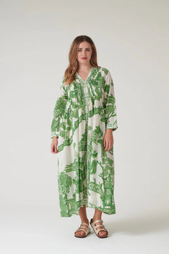 One Hundred StarsOne Hundred Stars Giant Willow Green Pinch PleatDresses - Blue Water Clothing