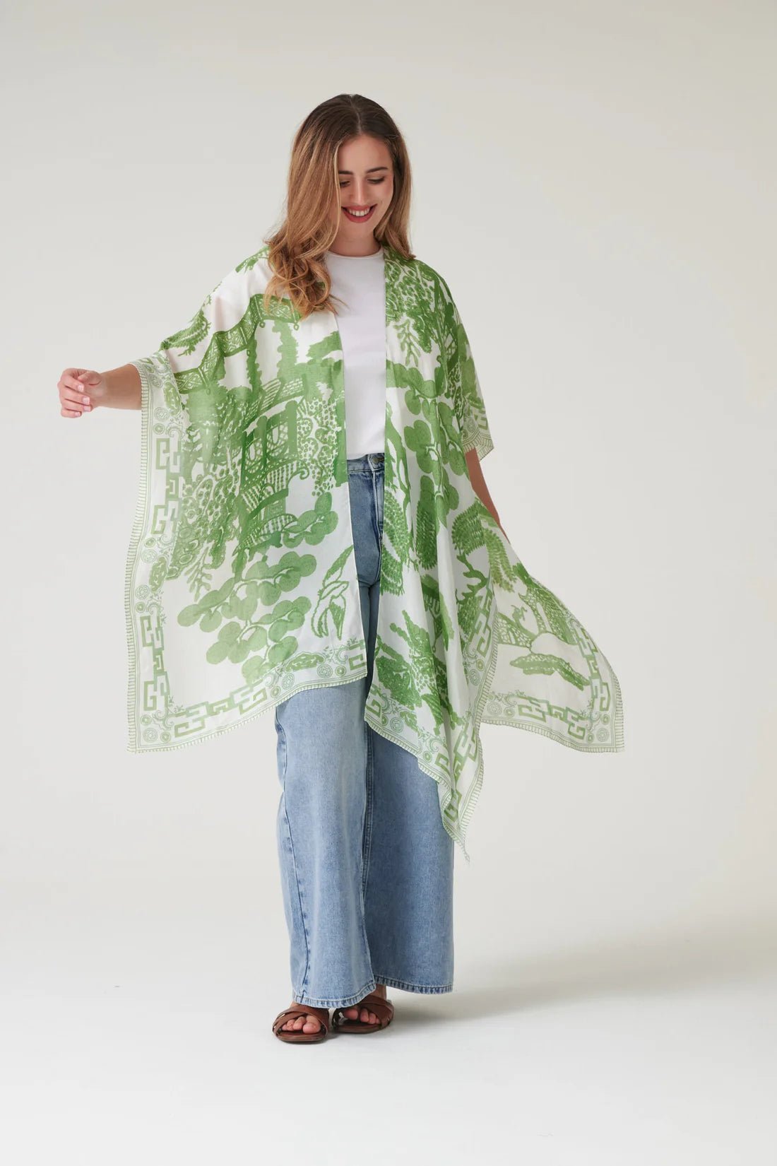 One Hundred StarsOne Hundred Stars Giant Willow Green ThrowoverTops - Blue Water Clothing