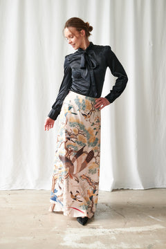 One Hundred StarsOne Hundred Stars Hummingbird Nude A-line Maxi SkirtBottoms - Blue Water Clothing