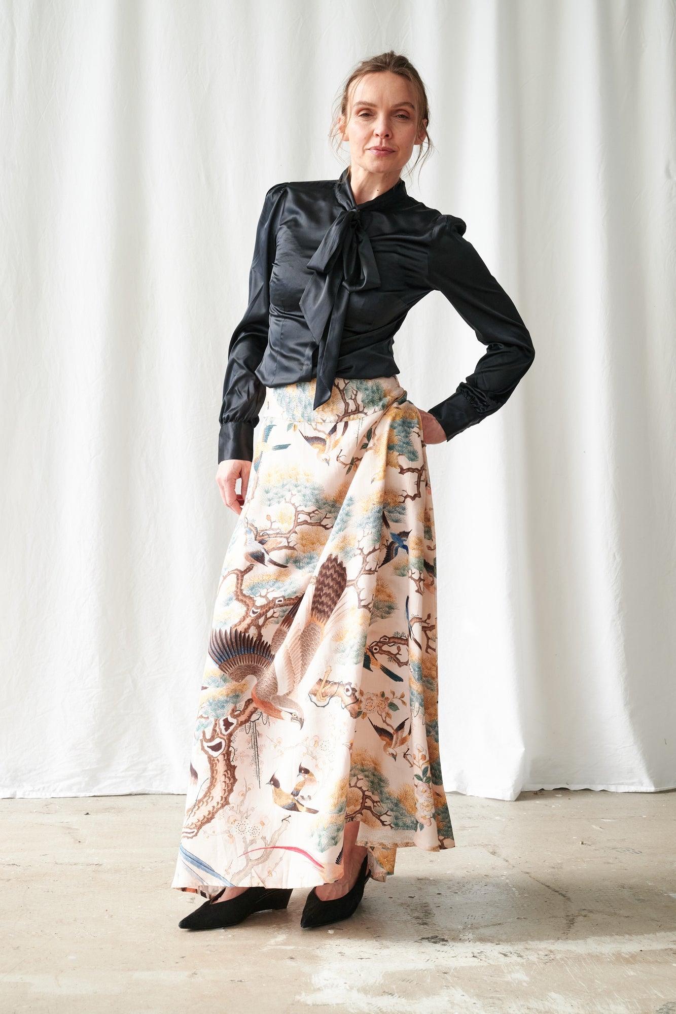 One Hundred StarsOne Hundred Stars Hummingbird Nude A-line Maxi SkirtBottoms - Blue Water Clothing