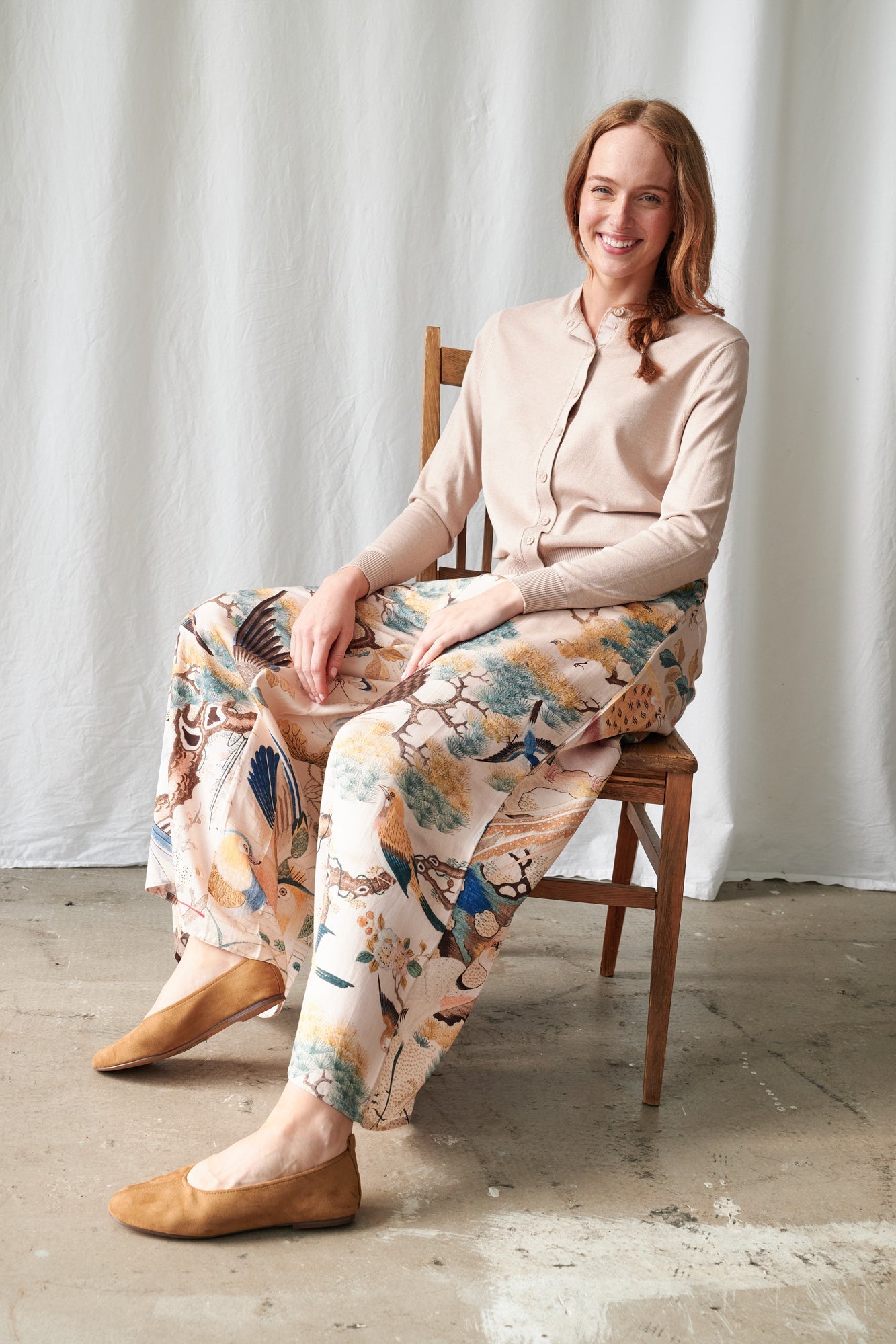 One Hundred StarsOne Hundred Stars Hummingbird Nude Palazzo PantsBottoms - Blue Water Clothing