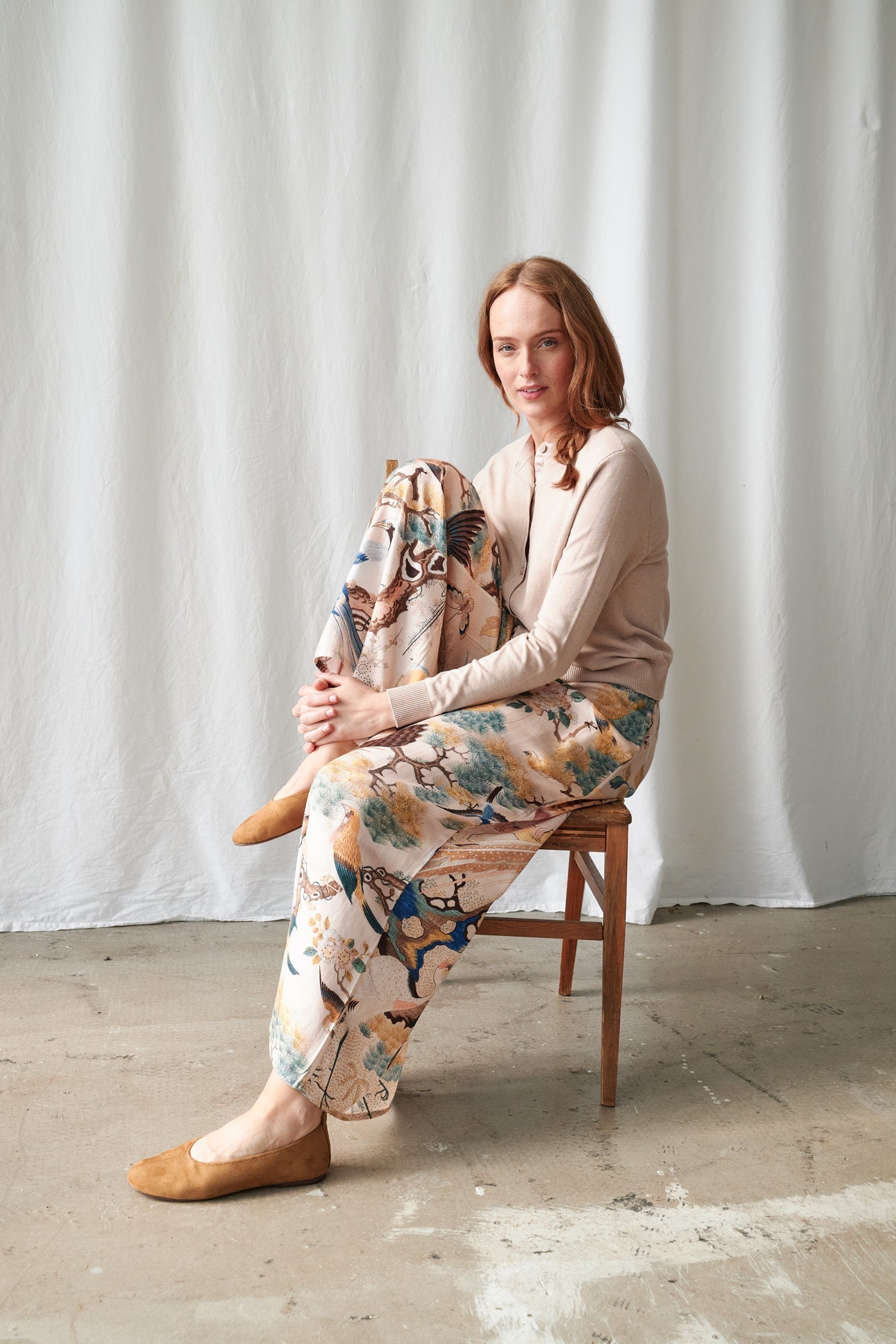 One Hundred StarsOne Hundred Stars Hummingbird Nude Palazzo PantsBottoms - Blue Water Clothing