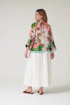 One Hundred StarsOne Hundred Stars Kitsch Bouquet Green KimonoTops - Blue Water Clothing