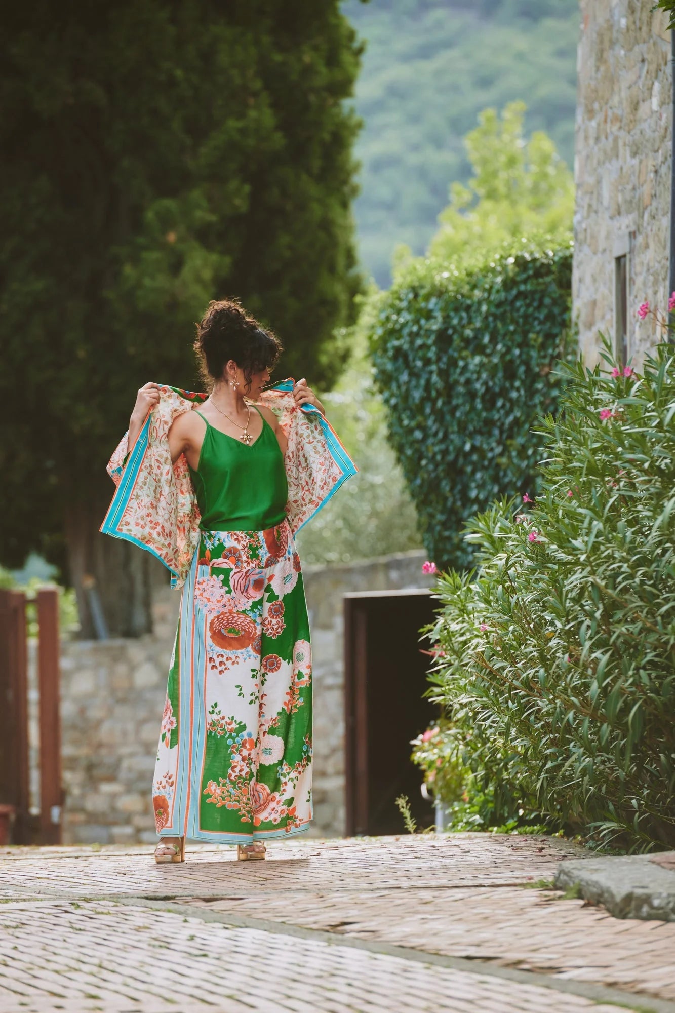 One Hundred StarsOne Hundred Stars Kitsch Bouquet Green Summer JacketCoats & Jackets - Blue Water Clothing