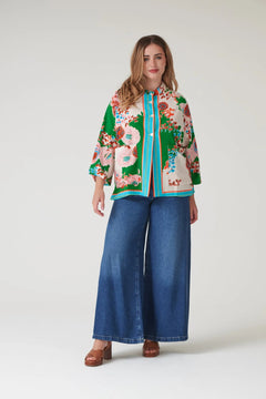 One Hundred StarsOne Hundred Stars Kitsch Bouquet Green Summer JacketCoats & Jackets - Blue Water Clothing