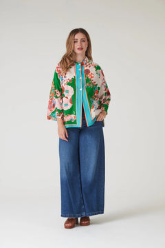 One Hundred StarsOne Hundred Stars Kitsch Bouquet Green Summer JacketCoats & Jackets - Blue Water Clothing