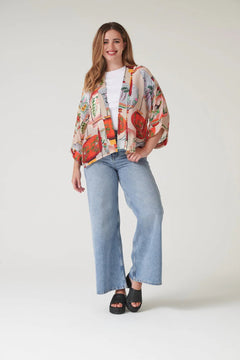 One Hundred StarsOne Hundred Stars Lanterns Red KimonoTops - Blue Water Clothing