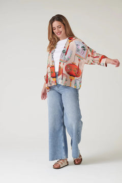 One Hundred StarsOne Hundred Stars Lanterns Red KimonoTops - Blue Water Clothing