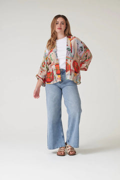 One Hundred StarsOne Hundred Stars Lanterns Red KimonoTops - Blue Water Clothing