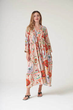 One Hundred StarsOne Hundred Stars Lanterns Red Pinch Pleat DressDresses - Blue Water Clothing