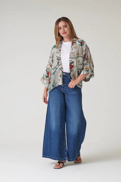 One Hundred StarsOne Hundred Stars Magnolia Plates Putty KimonoTops - Blue Water Clothing