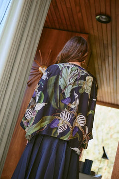 One Hundred StarsOne Hundred Stars Orchid Black Crepe KimonoTops - Blue Water Clothing