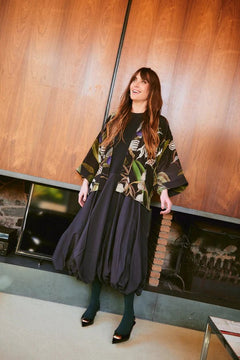 One Hundred StarsOne Hundred Stars Orchid Black Crepe KimonoTops - Blue Water Clothing