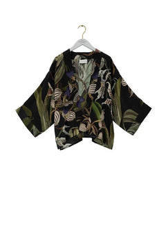 One Hundred StarsOne Hundred Stars Orchid Black Crepe KimonoTops - Blue Water Clothing