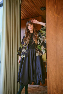 One Hundred StarsOne Hundred Stars Orchid Black Crepe KimonoTops - Blue Water Clothing