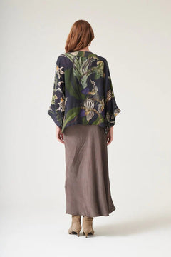 One Hundred StarsOne Hundred Stars Orchid Black Wool KimonoTops - Blue Water Clothing