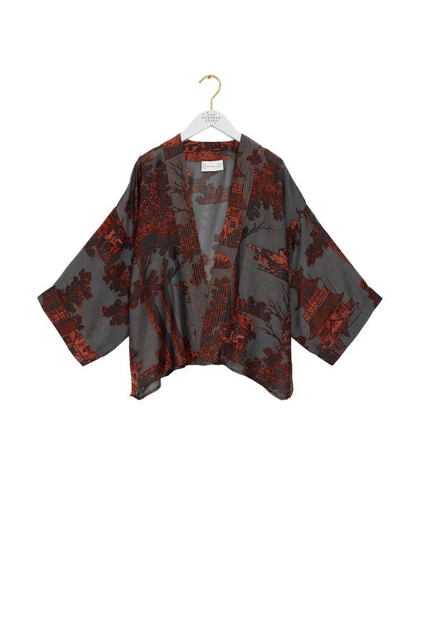 One Hundred StarsOne Hundred Stars Pagoda Pewter KimonoTops - Blue Water Clothing