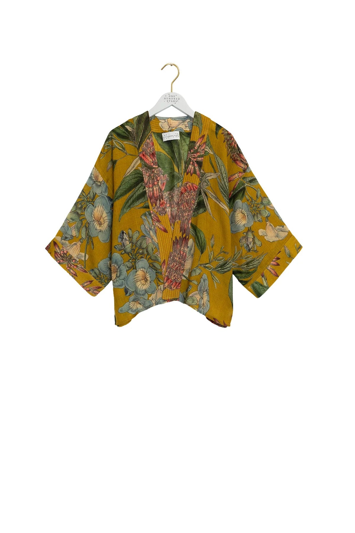 One Hundred StarsOne Hundred Stars Rhodoleia Gold Wool KimonoKimono - Blue Water Clothing