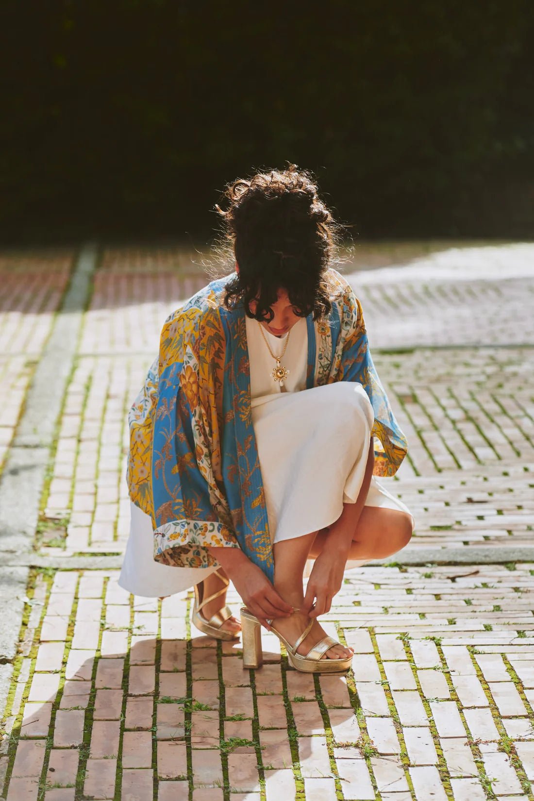 One Hundred StarsOne Hundred Stars Ribbons Gold KimonoTops - Blue Water Clothing