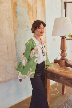 One Hundred StarsOne Hundred Stars Stork Pea Green KimonoTops - Blue Water Clothing