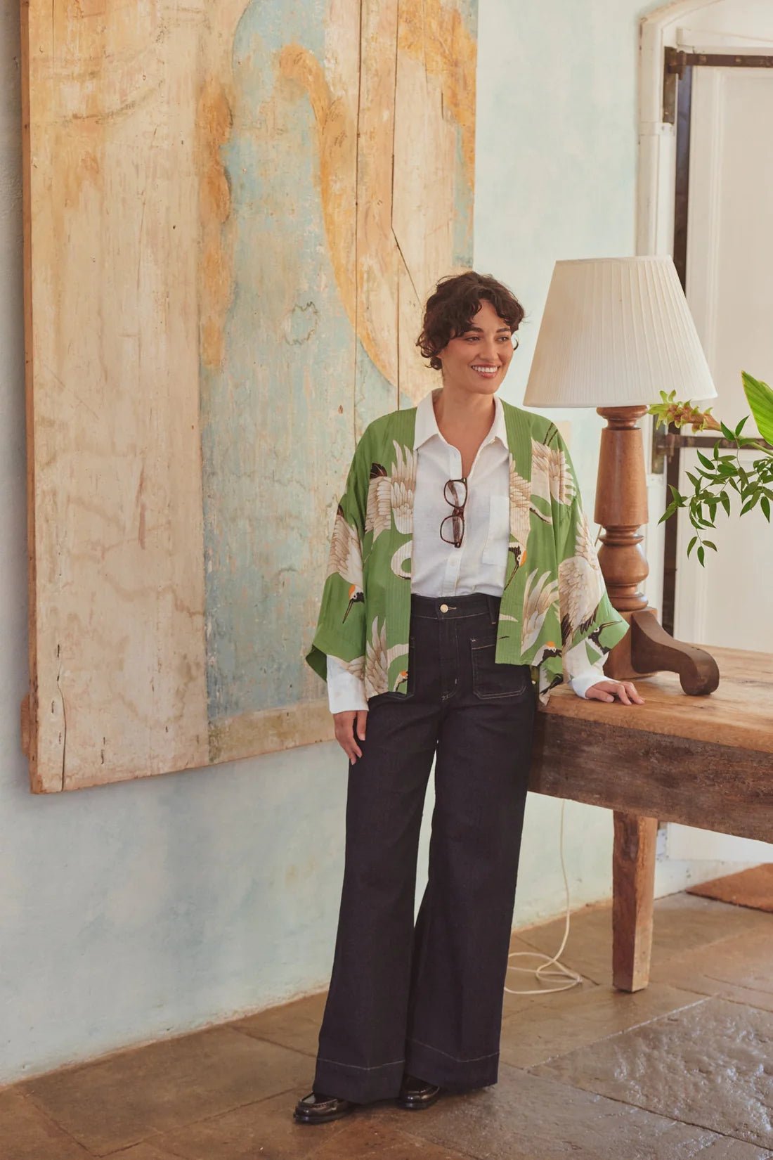 One Hundred StarsOne Hundred Stars Stork Pea Green KimonoTops - Blue Water Clothing