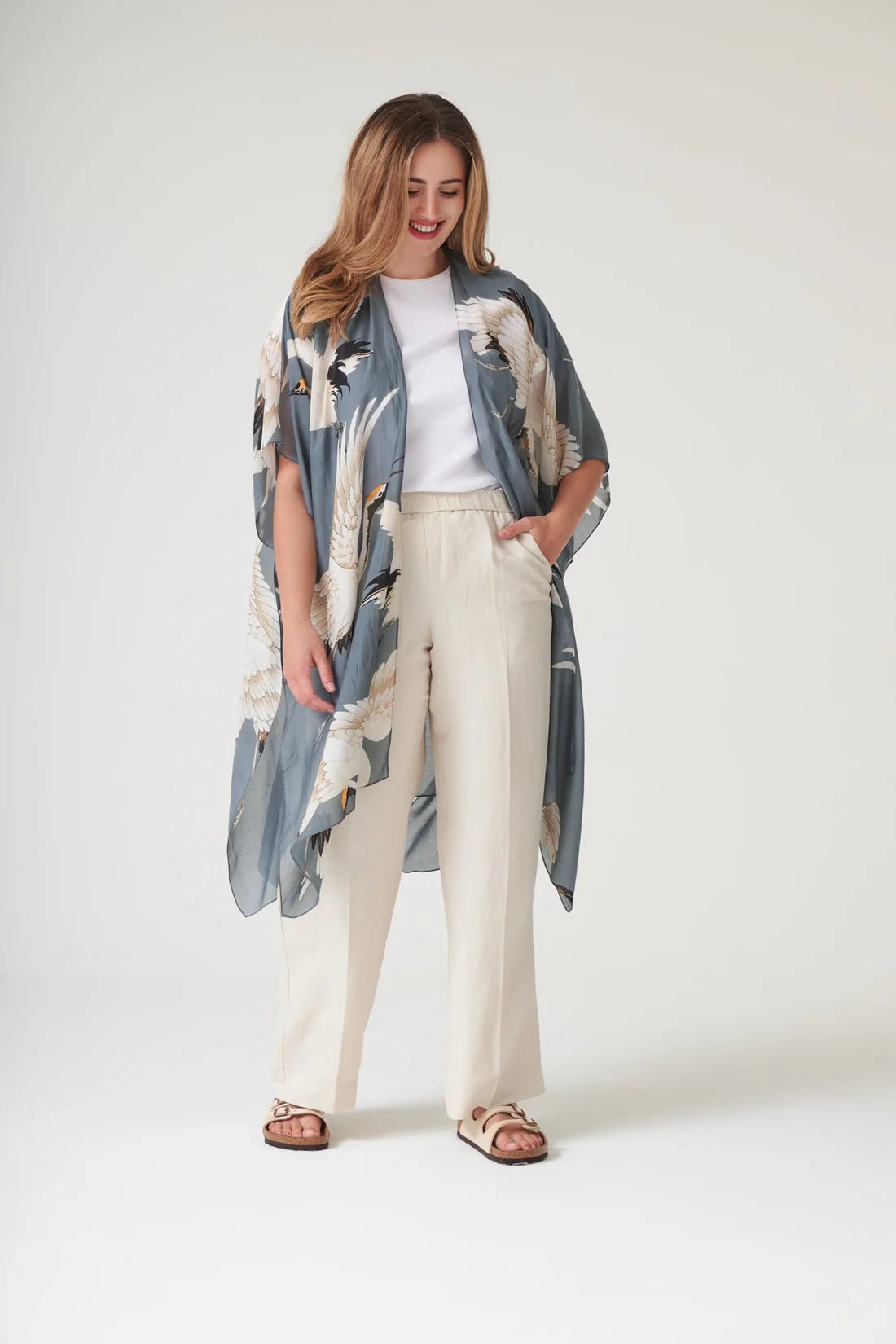 One Hundred StarsOne Hundred Stars Stork Slate ThrowoverTops - Blue Water Clothing