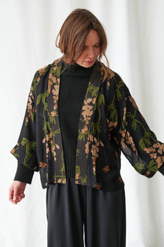 One Hundred StarsOne Hundred Stars Wisteria Black KimonoKimono - Blue Water Clothing