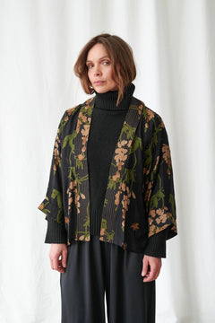 One Hundred StarsOne Hundred Stars Wisteria Black KimonoKimono - Blue Water Clothing