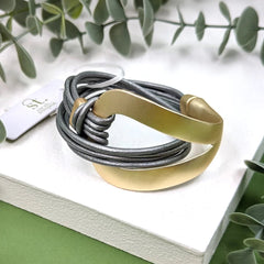 Tempest JewelleryOpen - Loop - Feature - Magnetic - MultistrandBraceletGOLD GREY - Blue Water Clothing