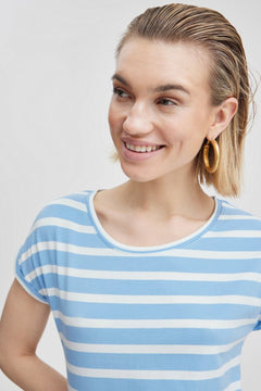 Pamila O - Neck Stripe T-Shirt - Blue Water Clothing
