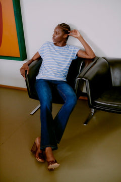 Pamila O - Neck Stripe T-Shirt - Blue Water Clothing