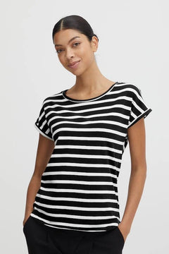 Pamila O - Neck Stripe T-Shirt - Blue Water Clothing
